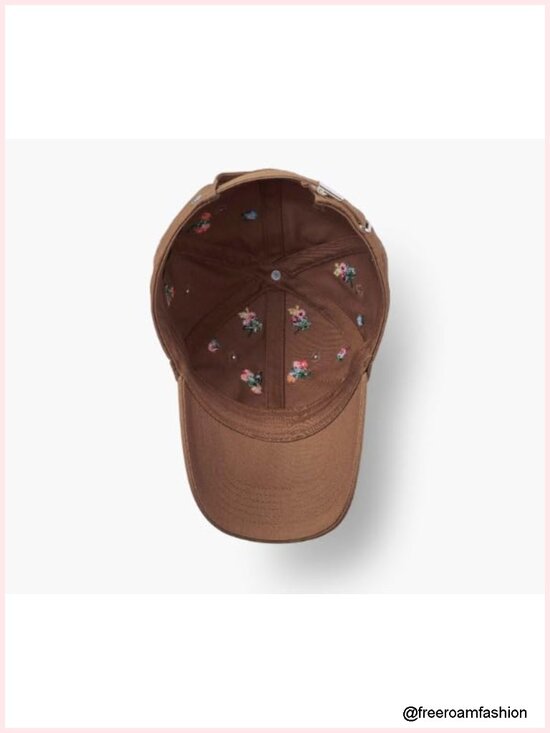 100% Cotton Baseball Cap, Embroidered Floral, Adjustable Strap, Classic 6 Panel main image 4